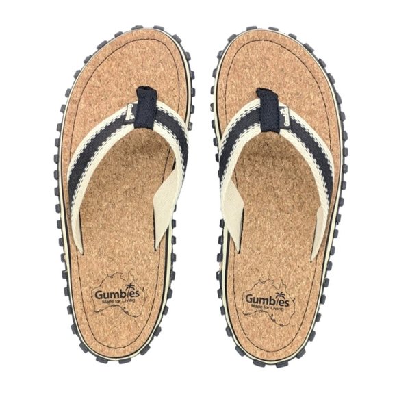 GUMBLES  Beach Hike Cork Flip-Flops Black - Picture 1 of 8